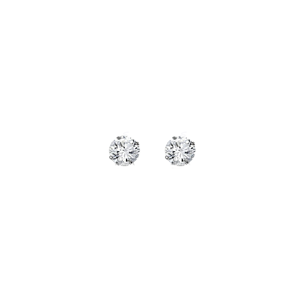 14K White Gold 4mm Round CZ Stud Earrings