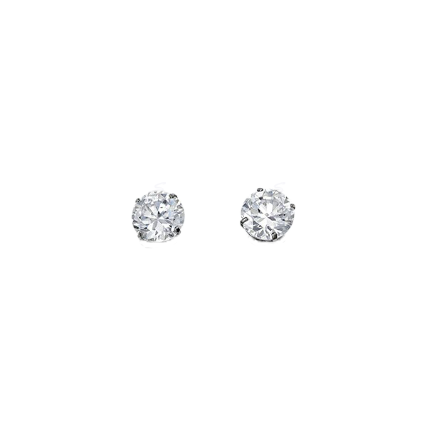 14K White Gold Round 5mm CZ Stud Earrings