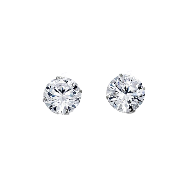 14K White Gold Round 8mm CZ Stud Earrings