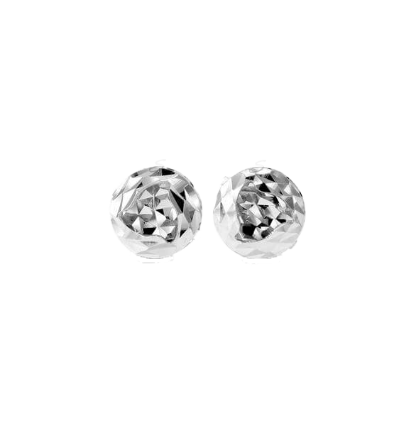 10K White Gold Laser Cut Ball Stud Earrings