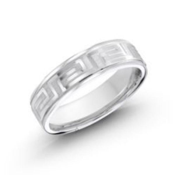Sterling Silver Men&#39;s 6mm Greek Key Wedding Band