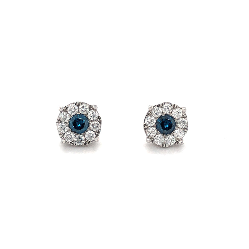 14K White Gold 1.00TDW Blue Citrine Imperial Diamond Earrings