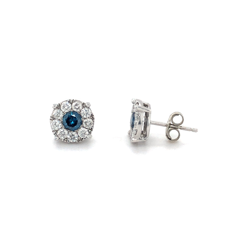 14K White Gold 1.00TDW Blue Citrine Imperial Diamond Earrings