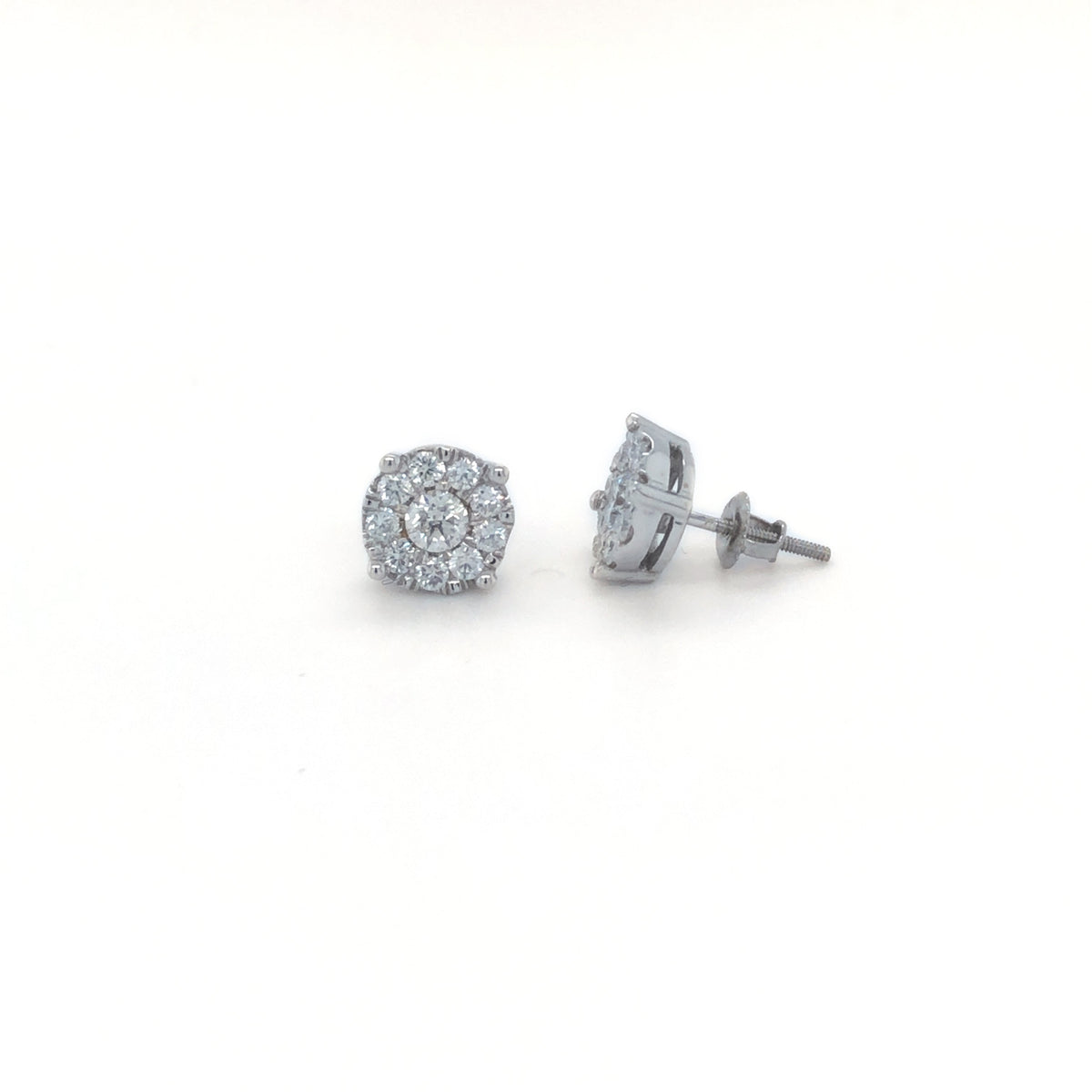 14k White Gold 1.00TDW Diamond Imperial Style Stud Earring