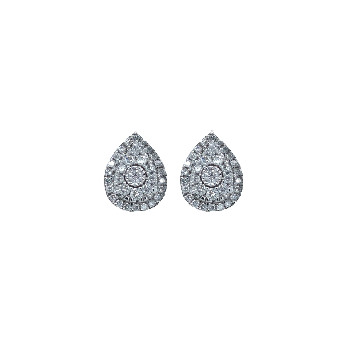 10k White Gold 1.00TDW Diamond Pear Shape Cluster Earrings