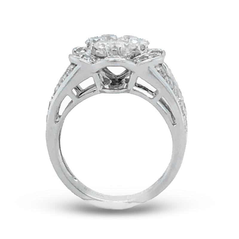 14k White Gold 2.00TDW Diamond Illusion Centre Ballerina Style Anniversary Ring