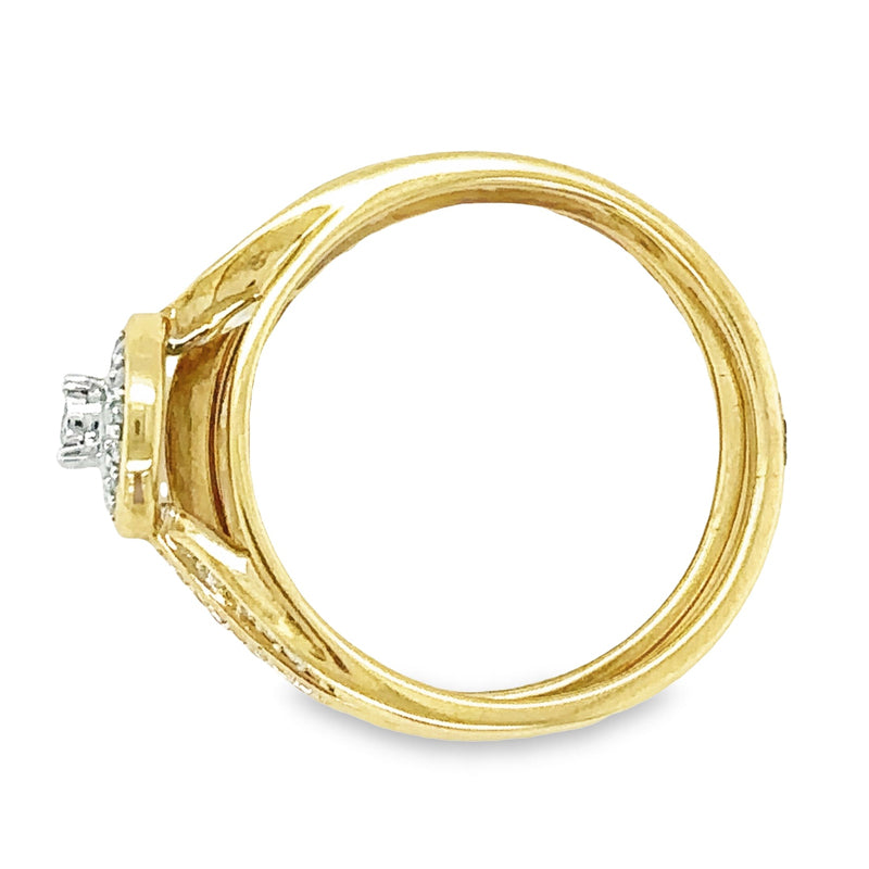 0.25TDW Diamond Bridal Set with Split Shank Band in 10K Yellow Gold