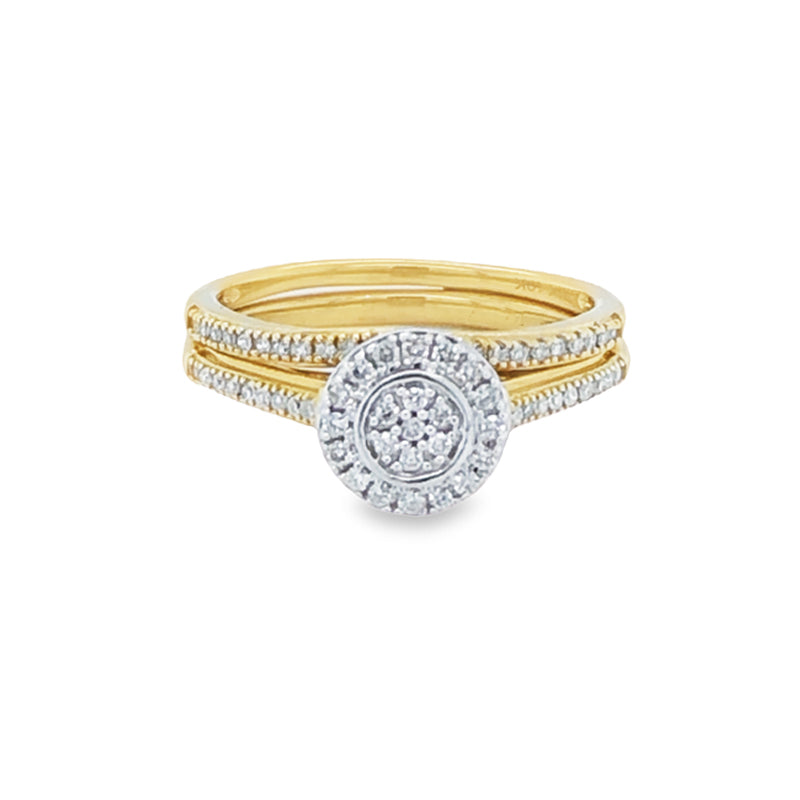10K Yellow Gold 0.25TDW Diamond Round Halo Wedding Set