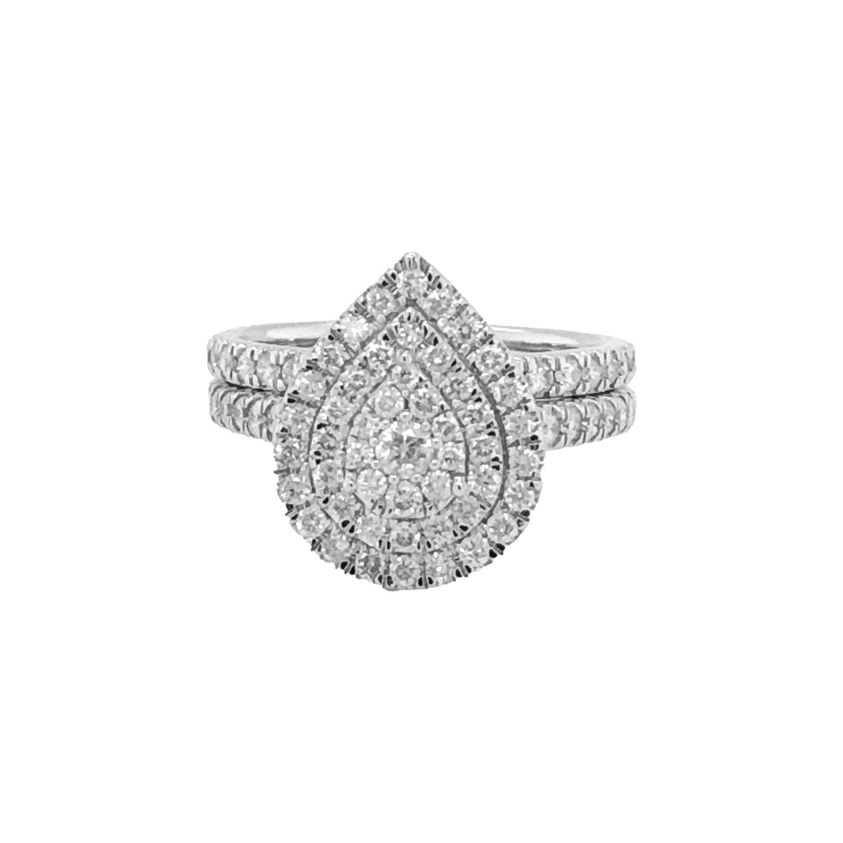 10k White Gold1.00TDW Pear Shape Diamond Multi Halo Wedding Set
