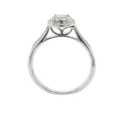 10k White Gold 0.25TDW Diamond Double Round Halo Wedding Set