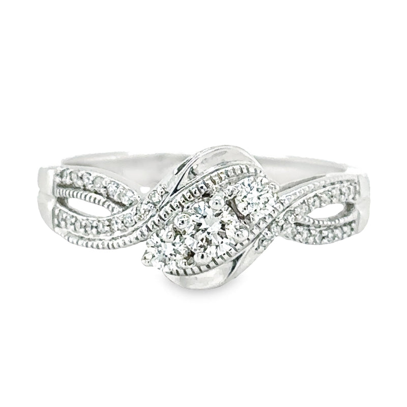 14K White Gold Diamond Engagement Ring with 0.33 Total Diamond Weight