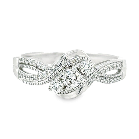 14K White Gold Diamond Engagement Ring with 0.33 Total Diamond Weight