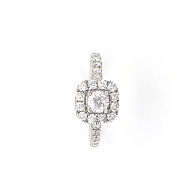 14K White Gold 1.50TDW Diamond Three Piece Halo Bridal Set