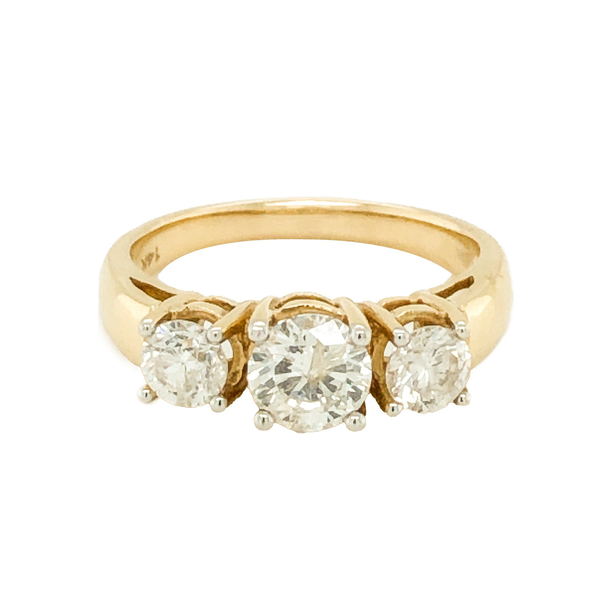 14k Yellow Gold 1.50TDW Three Diamond Past Present and Future Ring