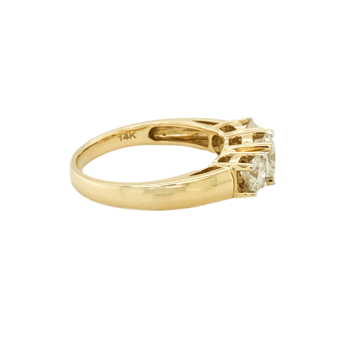 14k Yellow Gold 1.50TDW Three Diamond Past Present and Future Ring