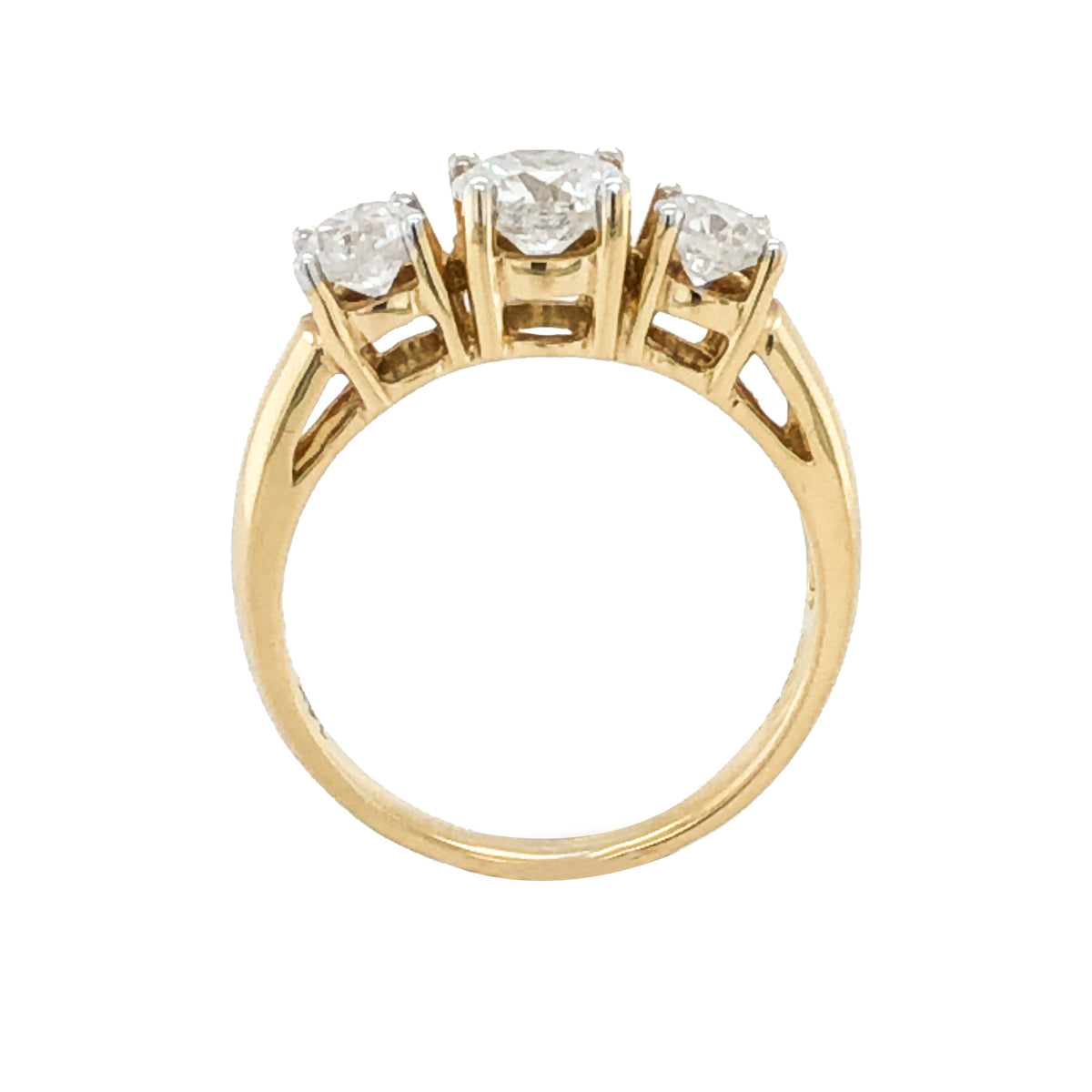 14k Yellow Gold 1.50TDW Three Diamond Past Present and Future Ring