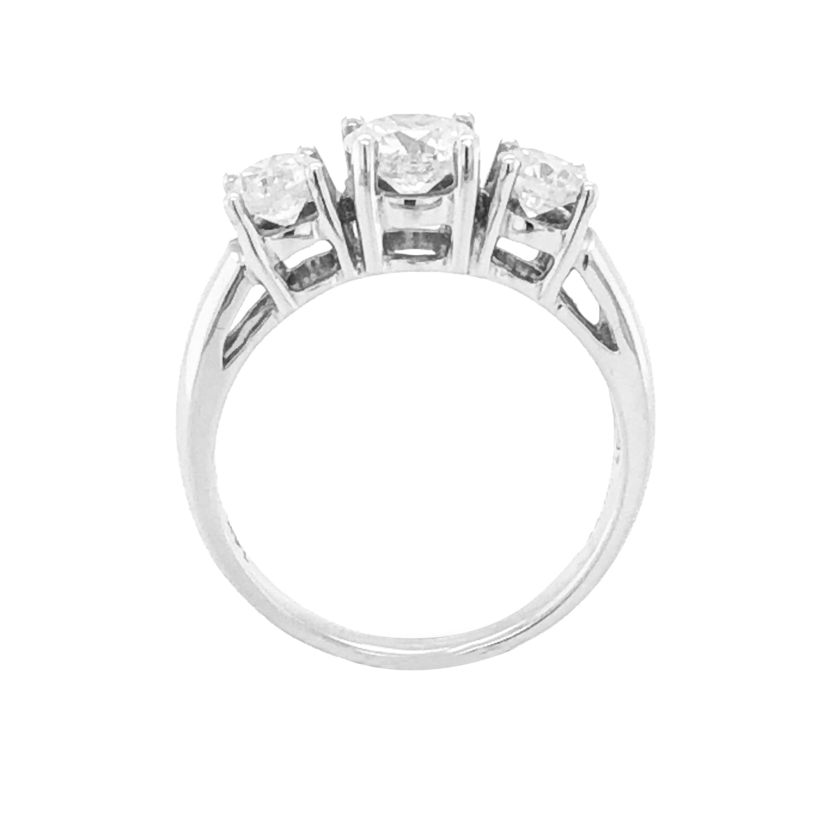 14K White 1.50TDW Three Diamond Past Present and Future Ring