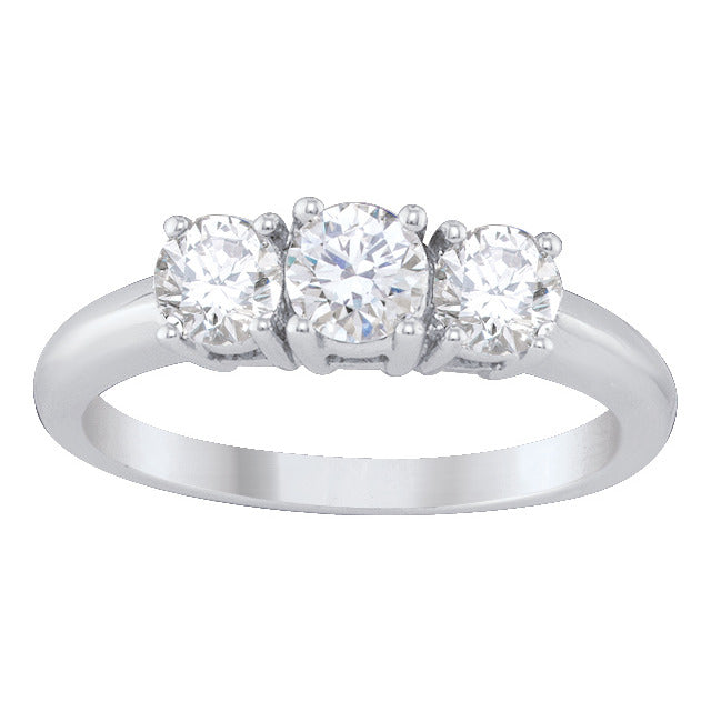 14K White 1.50TDW Three Diamond Past Present and Future Ring