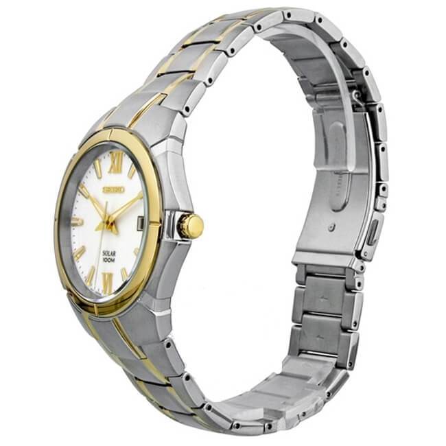 Seiko Solar Two Tone Stainless Steel Men&#39;s Watch SNE088