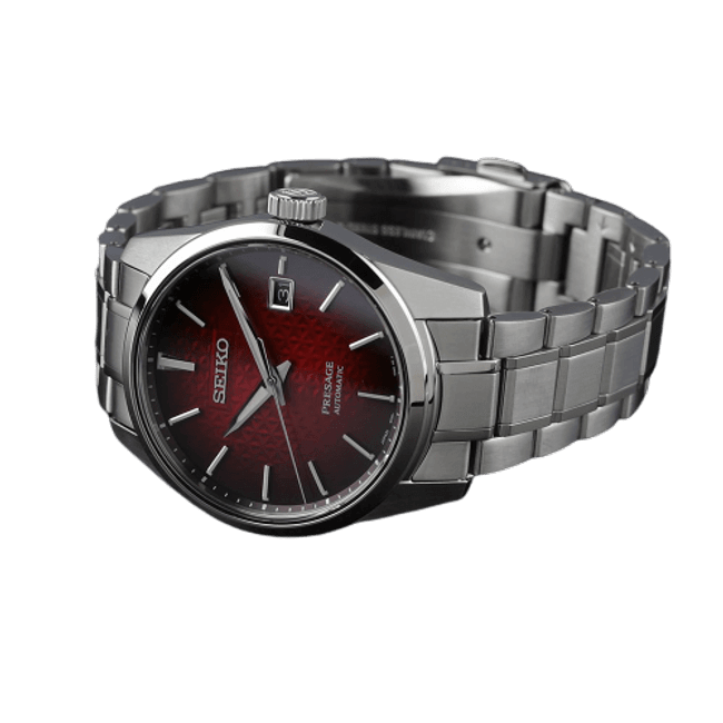 Seiko Presage Sharp Edged Red Dial Automatic Men&#39;s Watch SPB227J1
