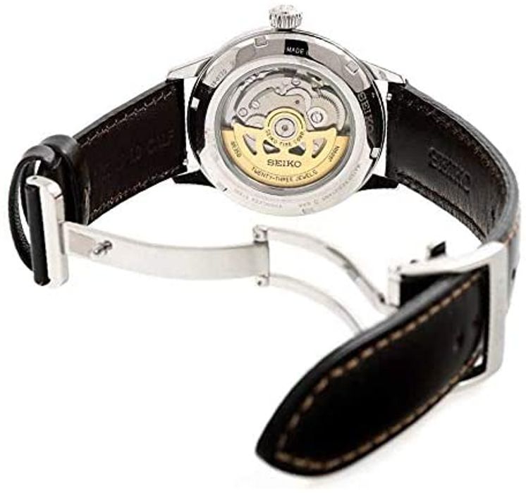 Seiko Presage Analog Automatic with Leather Strap Men&#39;s Watch SRPD37J1
