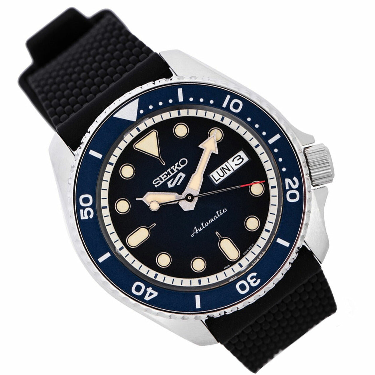 Seiko 5 Sports Analog Automatic Silicone Strap Men&#39;s Watch SRPD71K2