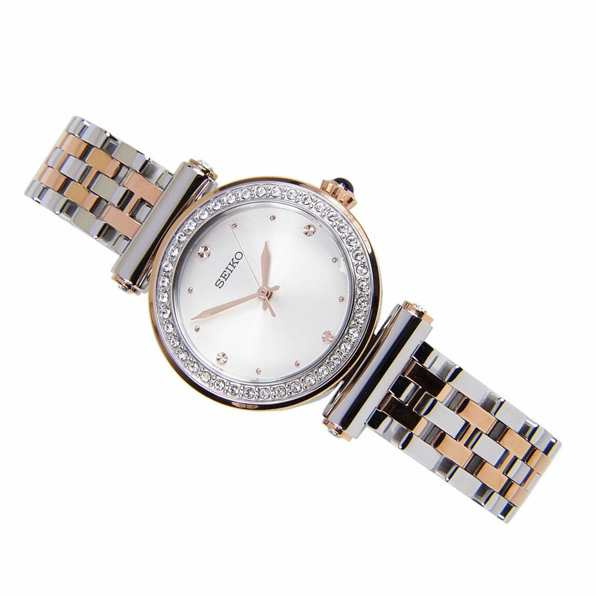 Seiko Quartz Two-Tone Rose Gold Watch with Crystals Women&#39;s Watch SRZ466