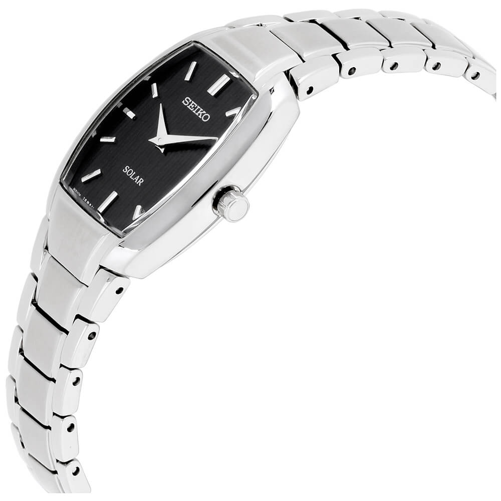 Seiko Solar Black Dial Stainless Steel Women&#39;s Watch SUP259