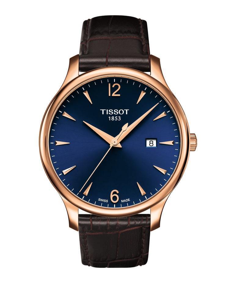 Tissot Tradition Blue Dial Brown Leather Men&#39;s Watch T0636103604700