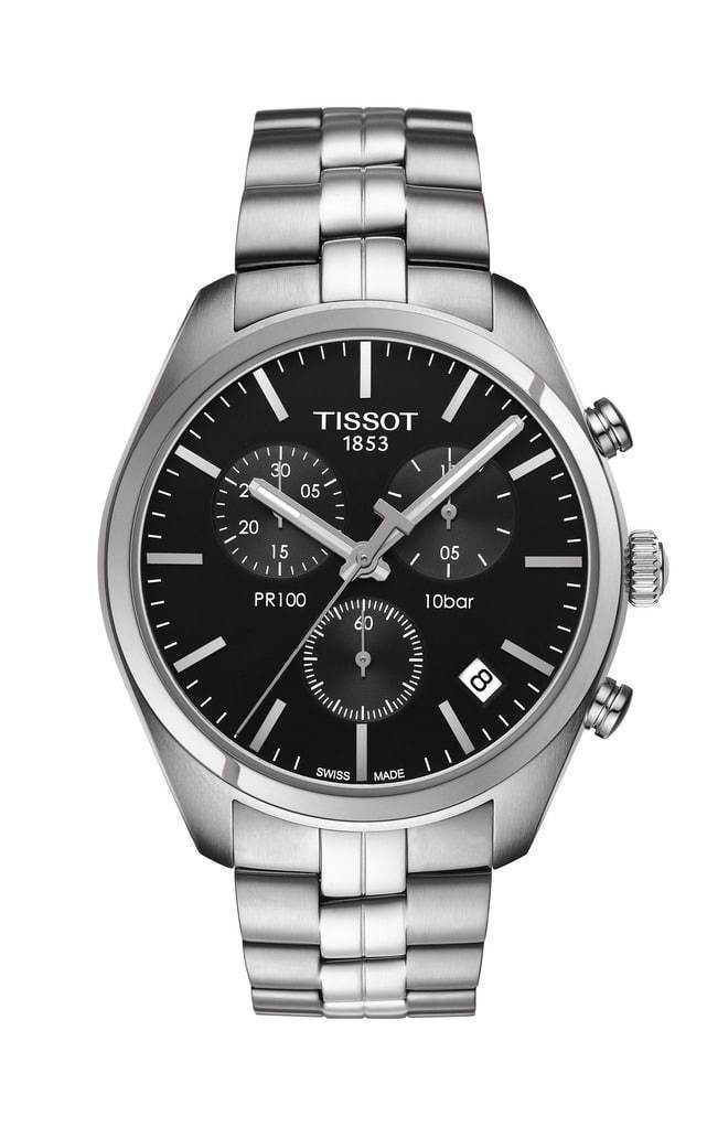 Tissot Pr 100 Black Dial Chronograph Stainless Steel Men&#39;s Watch T1014171105100