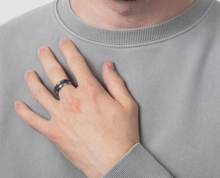 8mm Tungsten Comfort Fit Wedding Band with Carbon Fiber Inlay