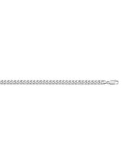 10, 14 Karat White Gold Flat Beveled Link Curb 3.3 mm Italian Bracelet