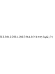 10k, 14k White Gold Flat Beveled Link Curb 4.0 mm Italian Bracelet