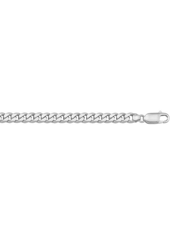 10k, 14k White Gold Flat Beveled Link Curb 5.4 mm Italian Chain