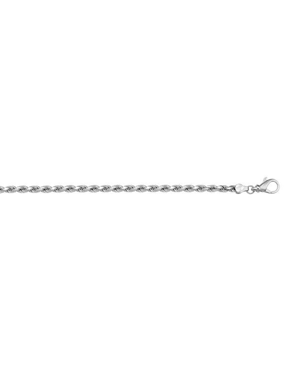 14 Karat White Gold Solid Diamond Cut Rope 1.8 mm Italian Bracelet