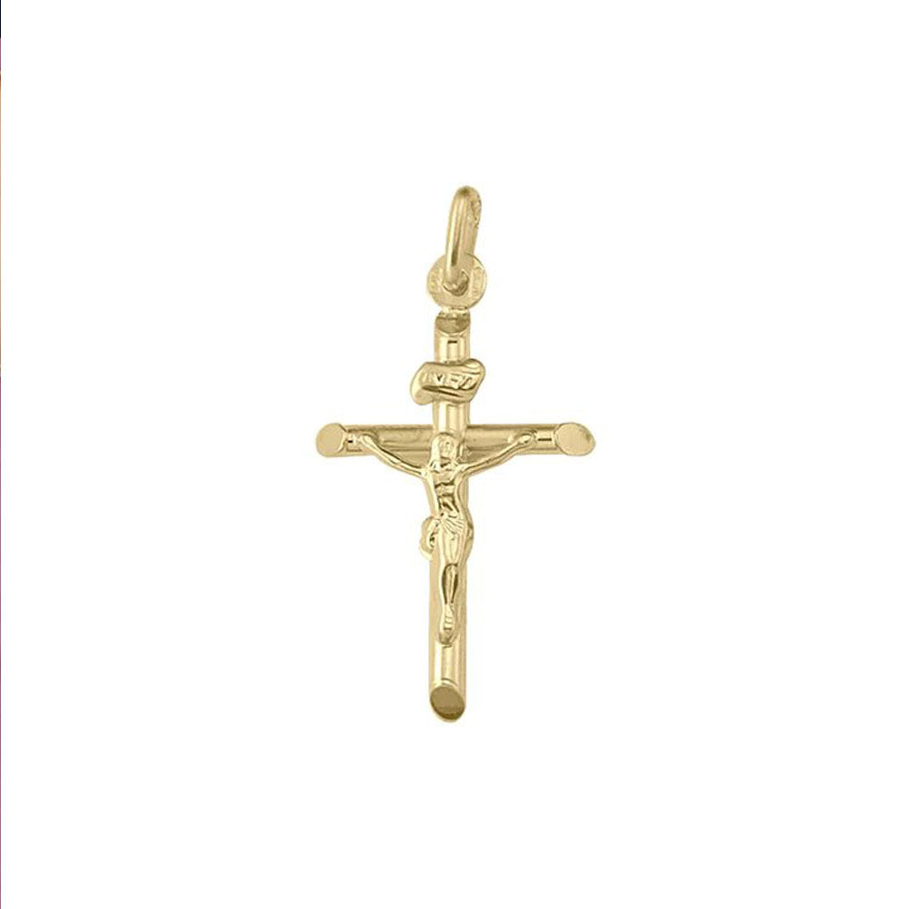 10k, 14k Yellow Gold Religious Italian Cross with Crucifix
