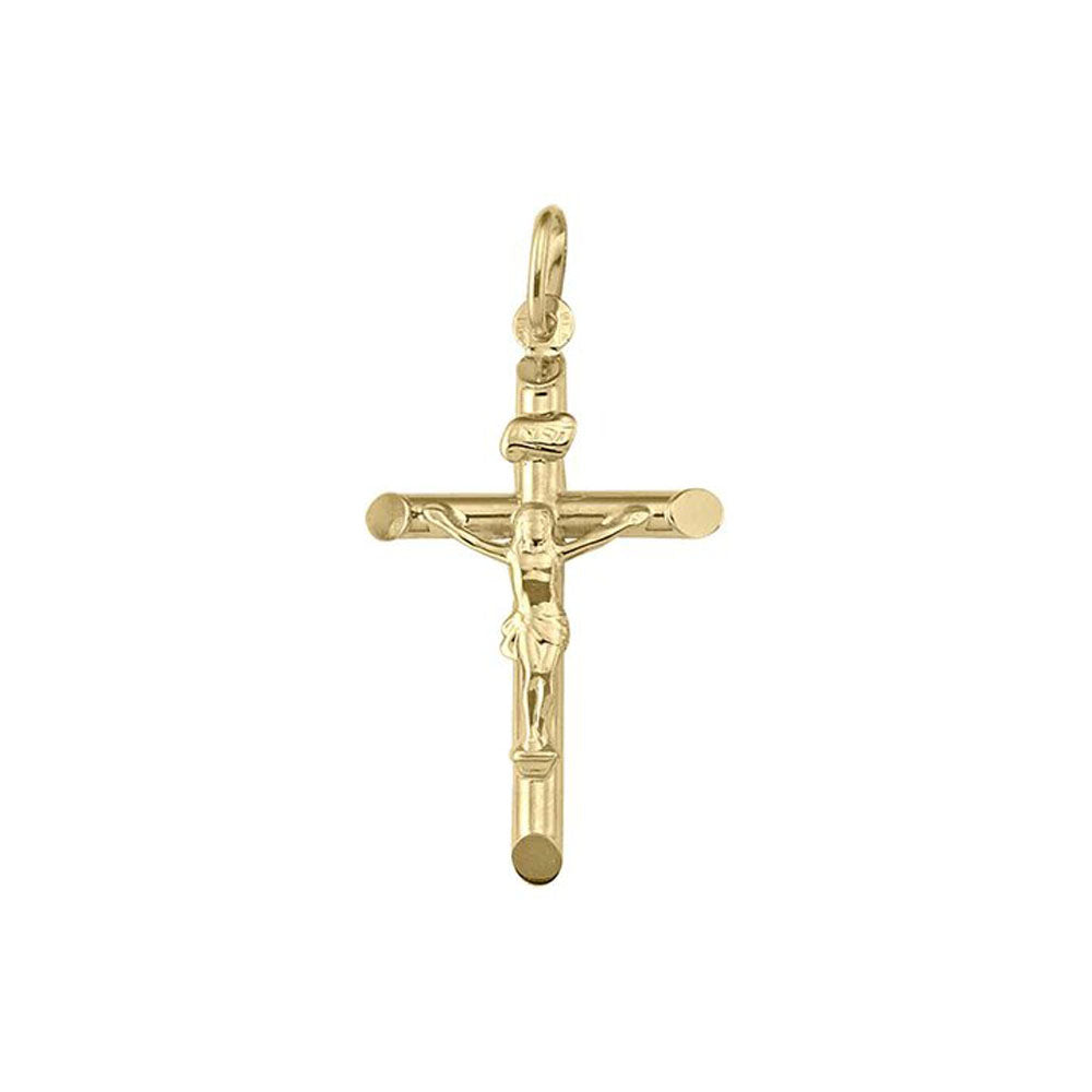 10k, 14k Yellow Gold Religious Italian Cross With Crucifix