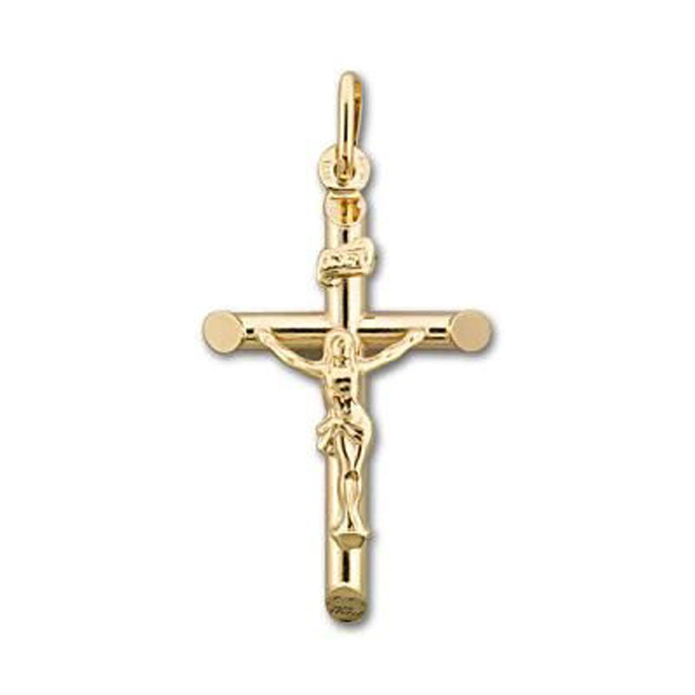 10k, 14k Yellow Gold Religious Italian Cross With Crucifix