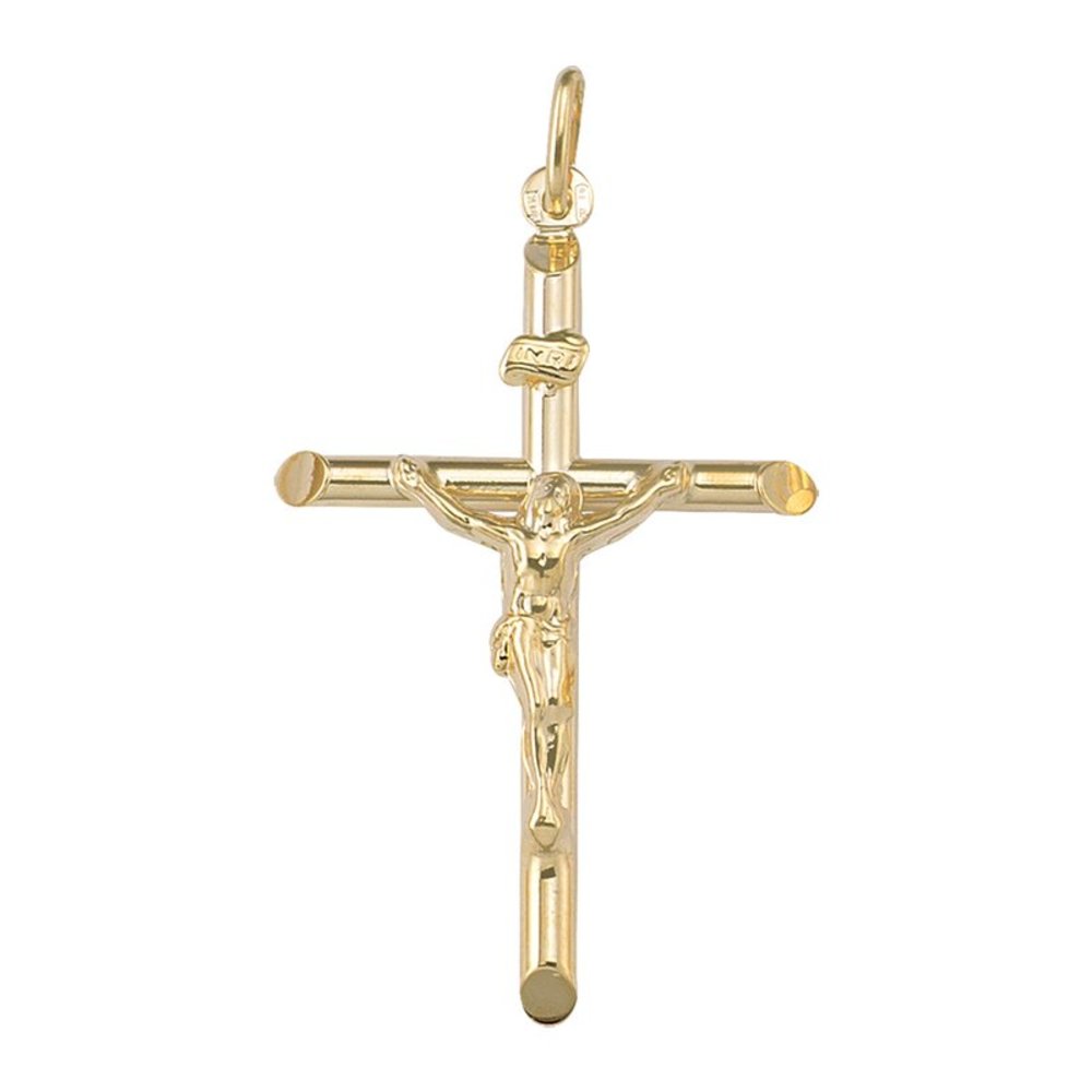 10k,14kKarat Yellow Gold Religious Italian Cross with Crucifix