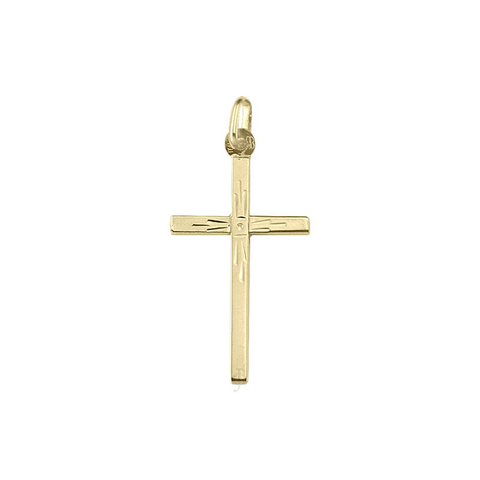 10k, 14k Yellow Gold Flat Italian Modern Cross Pendant