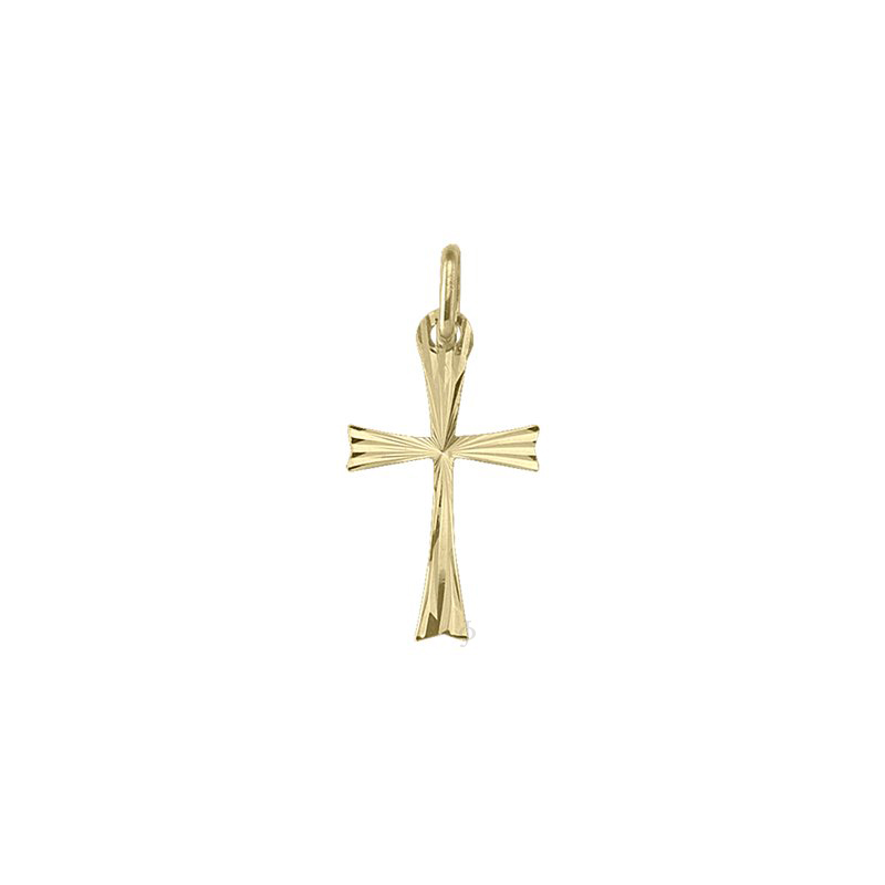14 18 Karat Yellow Gold Flat Religious Classic Italian Cross