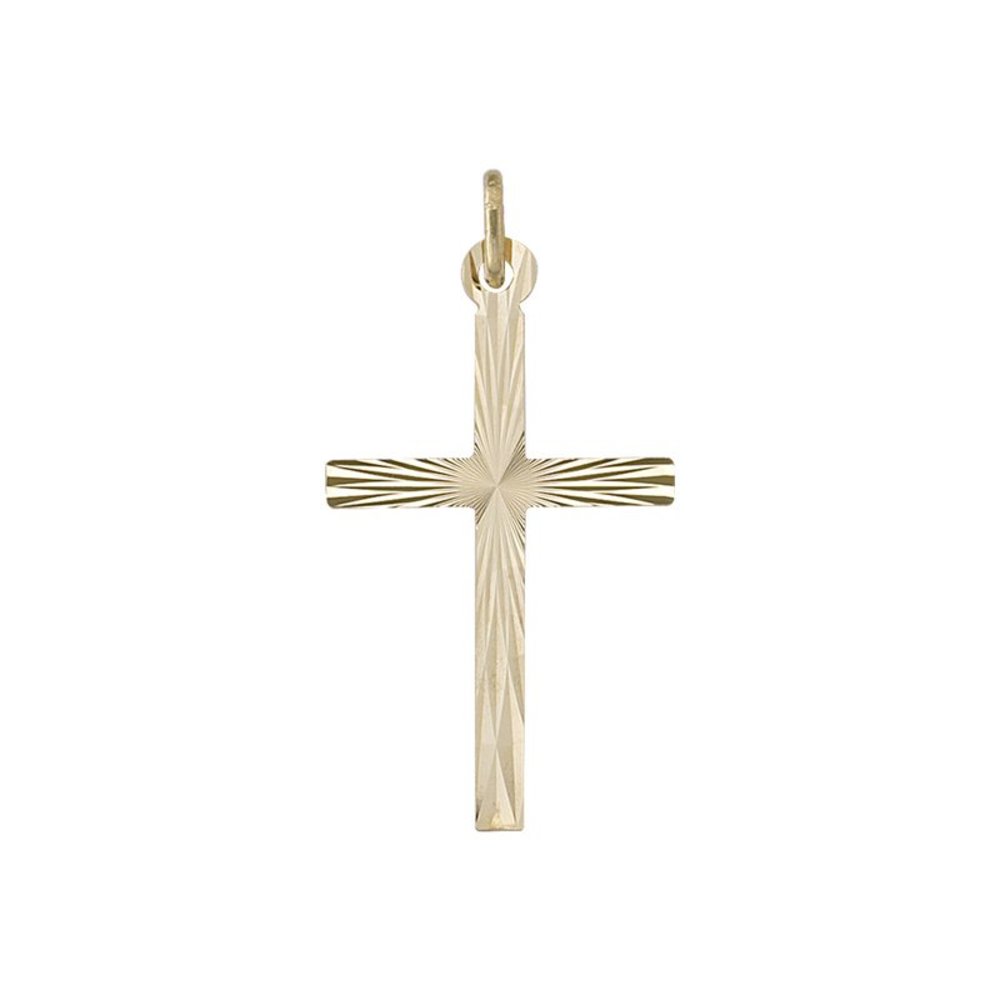 14 Karat Yellow Gold Flat Italian Cross Pendant