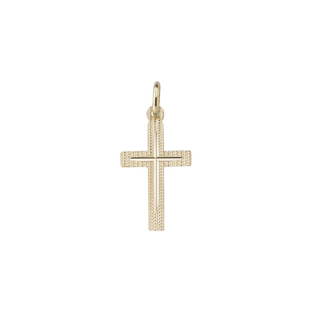 14 Karat Yellow Gold Religious Italian Cross in Cross Pendant