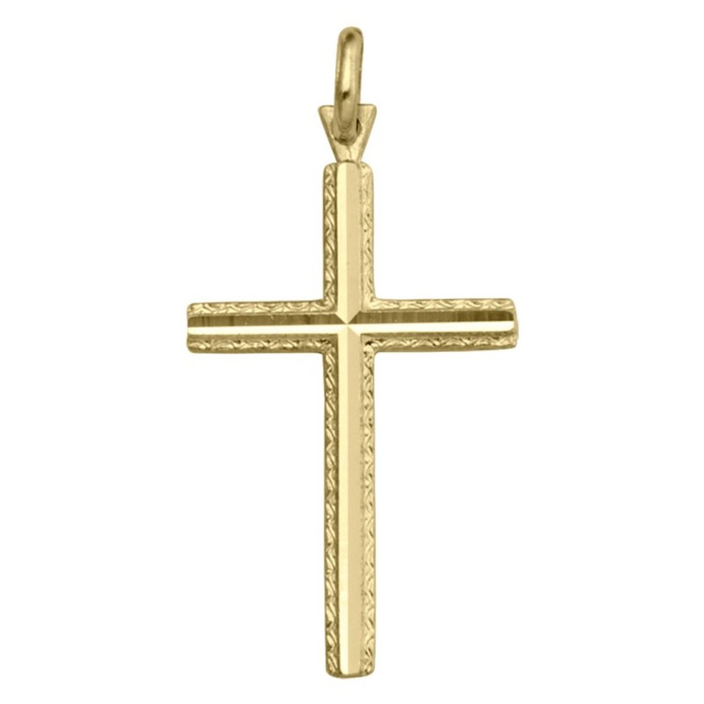 10, 14 Karat Yellow Gold Religious Classic Italian Cross