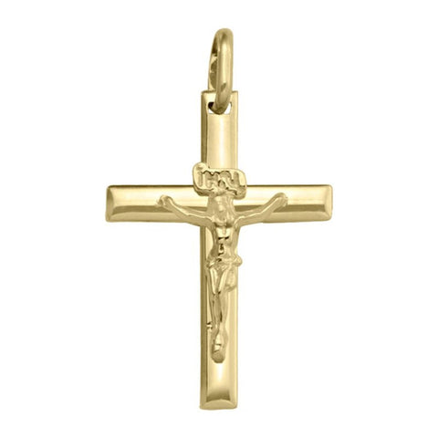 14k Yellow Gold Religious Classic Italian Cross with Crucifix
