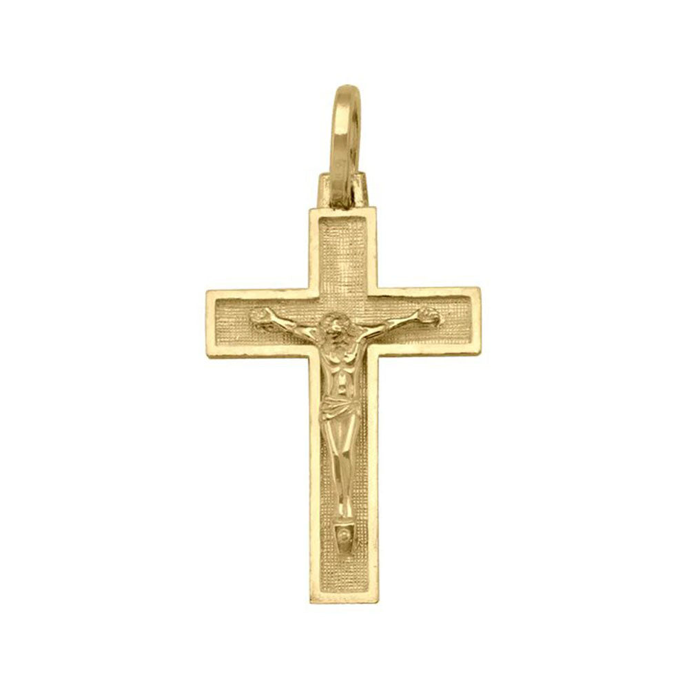 10k, 14k Yellow Gold Religious Italian Cross With Crucifix