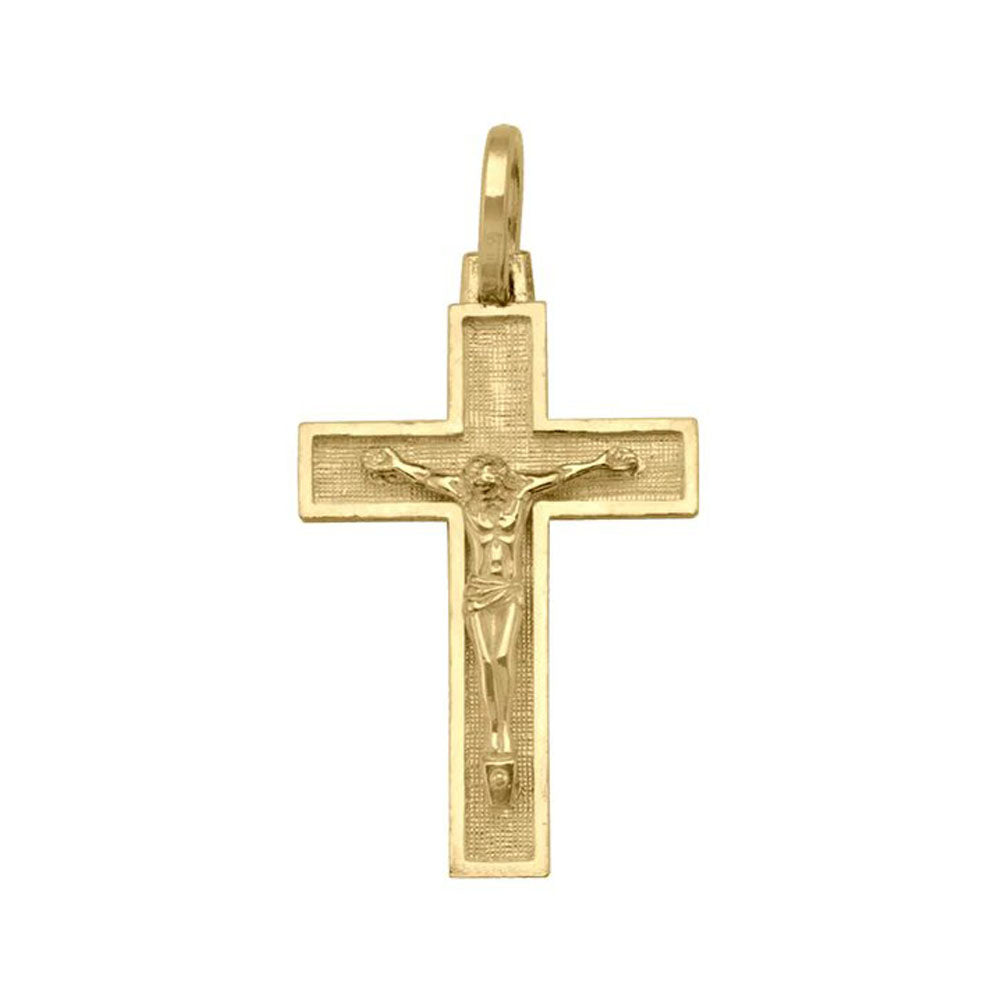 10k, 14k Yellow Gold Religious Italian Cross with Crucifix