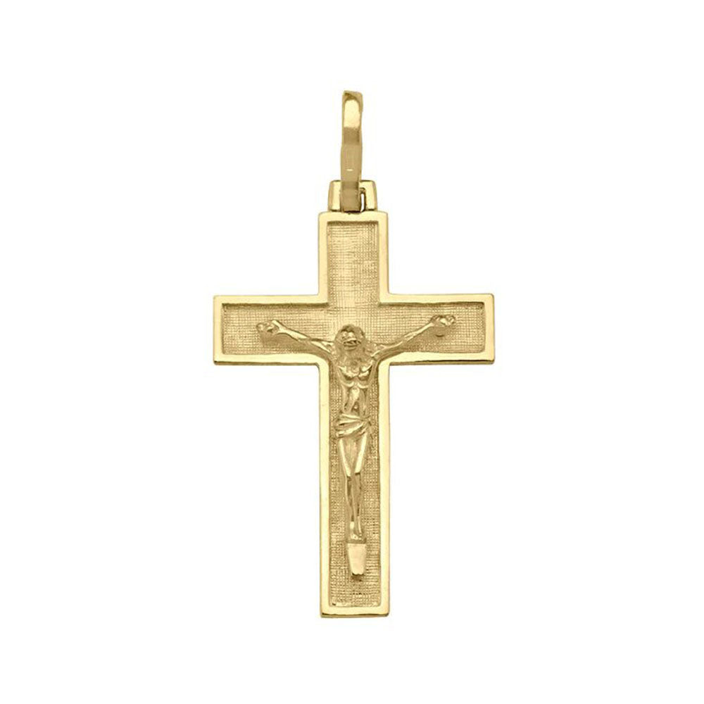 10k, 14k Yellow Gold Religious Italian Cross with Crucifix