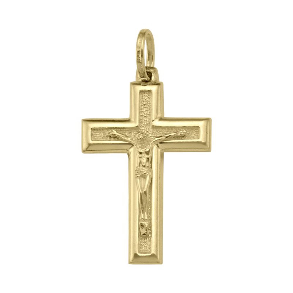 10k, 14k Yellow Gold Religious Italian Cross with Crucifix