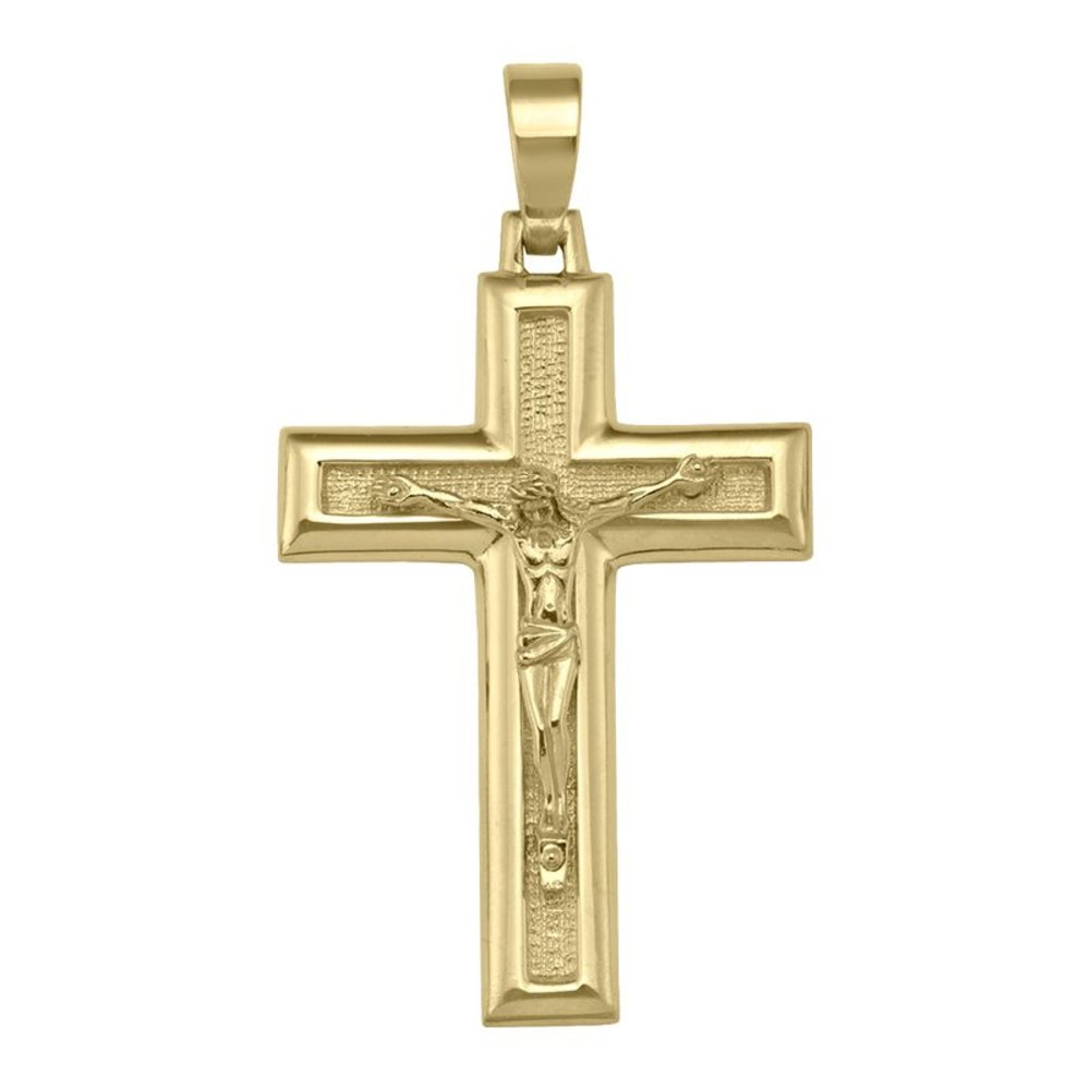 10k, 14k Yellow Gold Religious Italian Cross with Crucifix